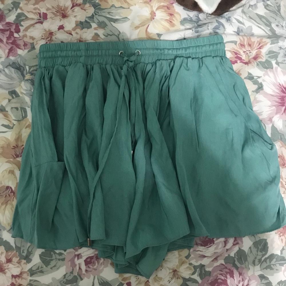 Teal drawstring shorts